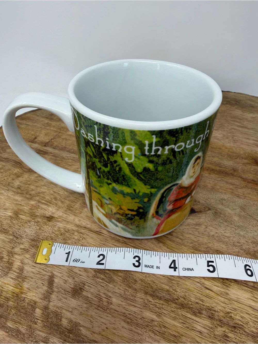 Pottery Barn Nostalgic Christmas Coffee Mug Dashing Through The Snow Landscape